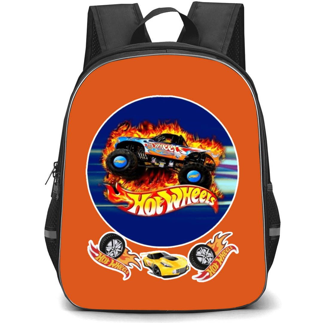 Hot Wheels Let?s Race Backpack Student Pack - Race Truck In Blue And Flame Background
