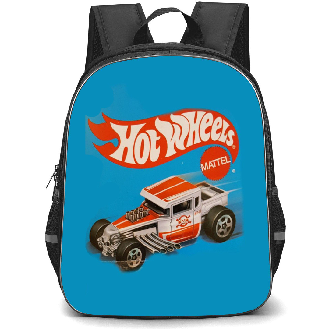 Hot Wheels Let?s Race Backpack Student Pack - Skull Race Car Blue Background