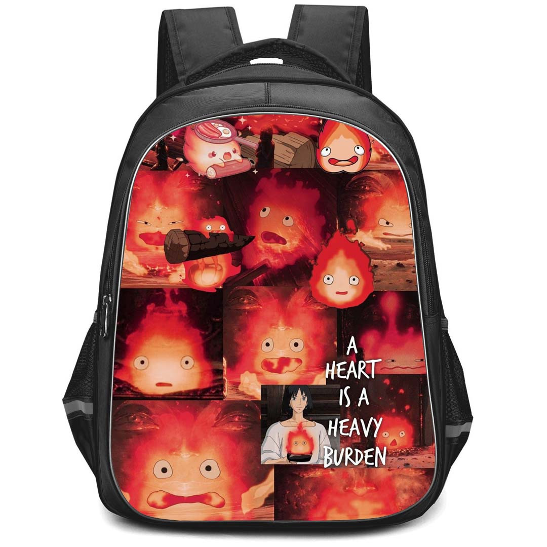 Howl's Moving Castle Calcifer Backpack StudentPack - Calcifer A Heart Is A Heavy Burden Poster
