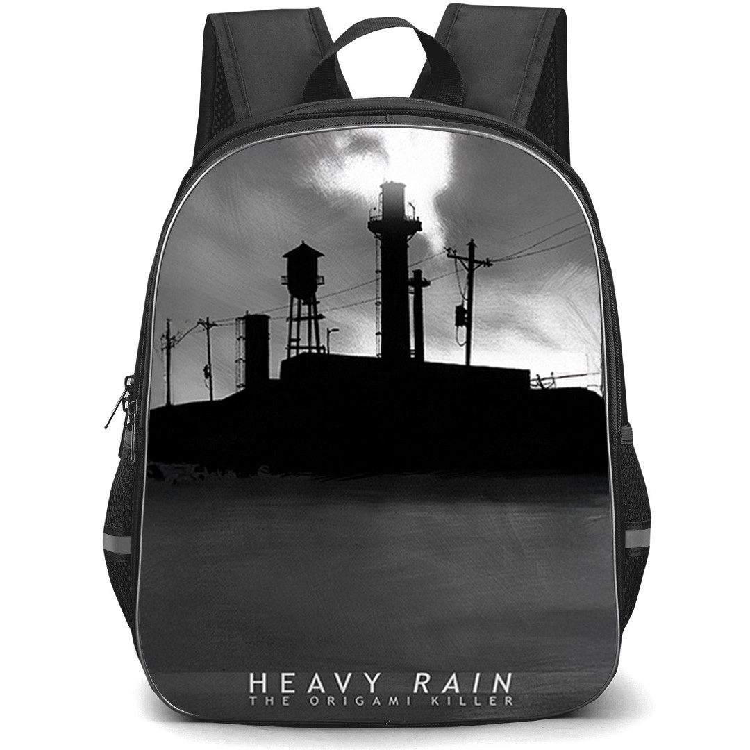 Heavy Rain Backpack School Bag StudentPack - Heavy Rain Black And White Cover Poster