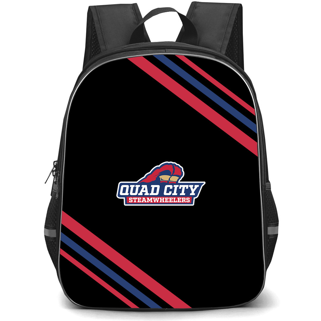 Quad City Steamwheelers Backpack School Bag StudentPack - Quad City Steamwheelers Large Logo With Stripe