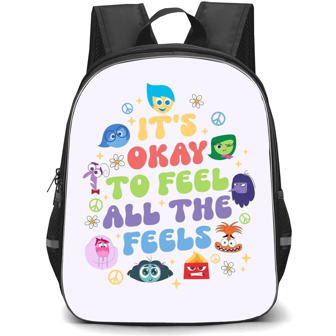 Inside Out 2 Backpack StudentPack - Characters Quote It's Okay To Feel The Feels