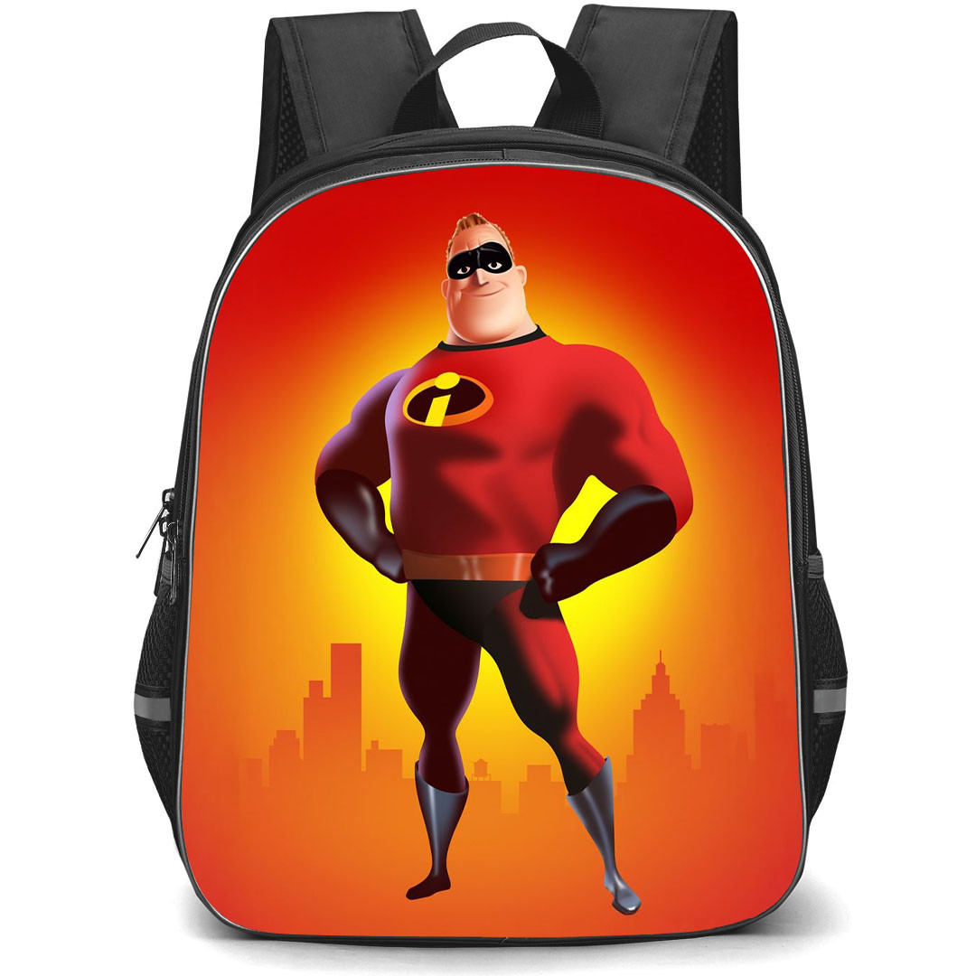 The Incredibles Bob Backpack StudentPack - The Incredibles Bob Parr Standing 3D Art On Minimalist City Background