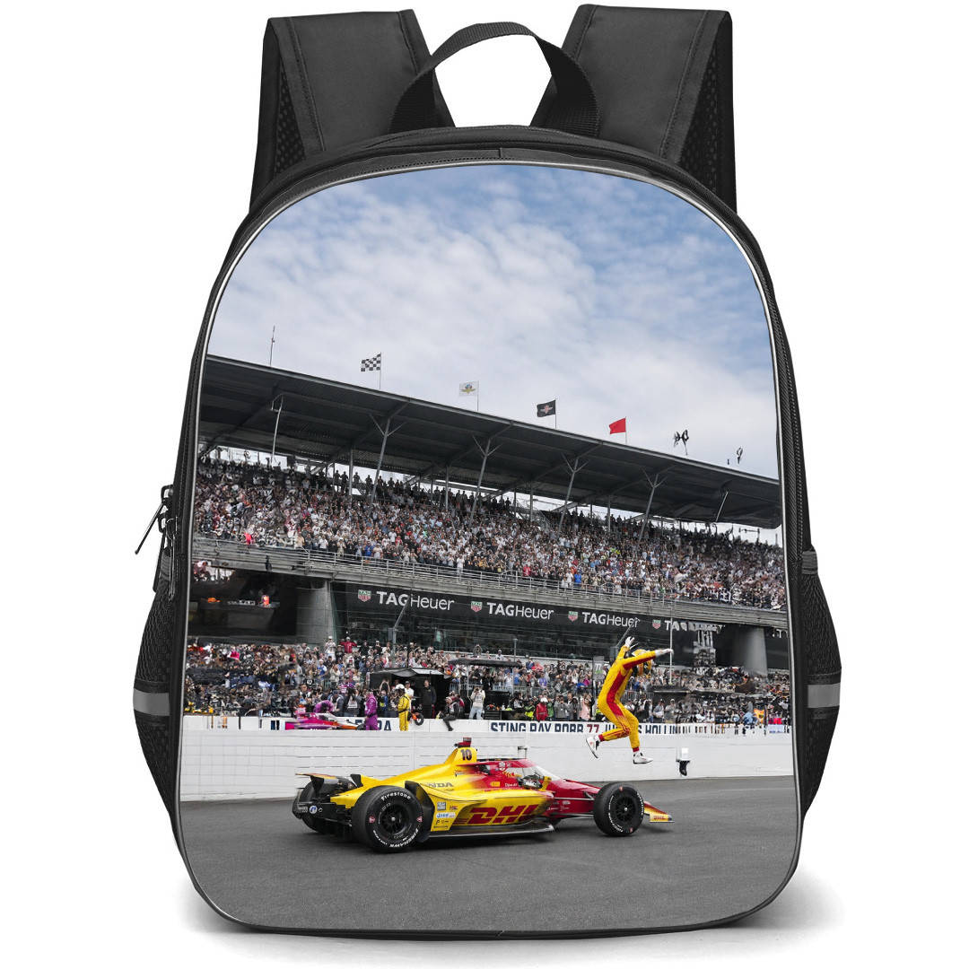 IndyCar Series Alex Palou Backpack School Bag StudentPack - Alex Palou Jumpin From Car Race Track