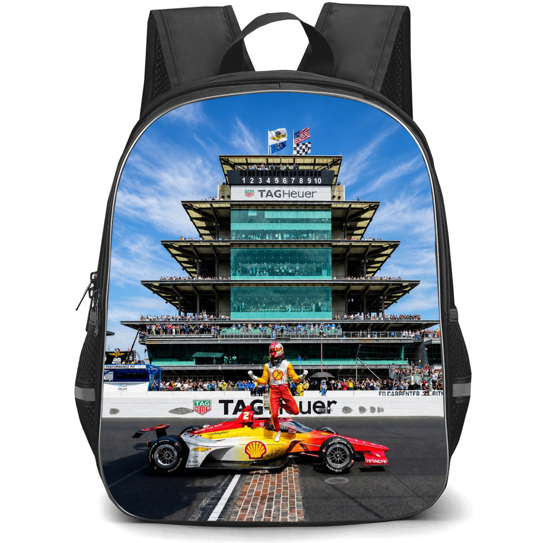 IndyCar Series Josef Newgarden Backpack School Bag StudentPack - Josef Newgarden Celebrating Car Crowd Portrait