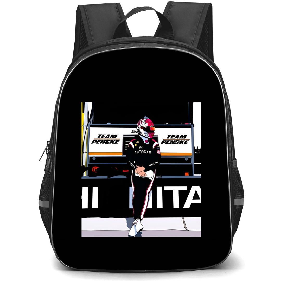 IndyCar Series Josef Newgarden Backpack School Bag StudentPack - Josef Newgarden Comic Art Side Portrait