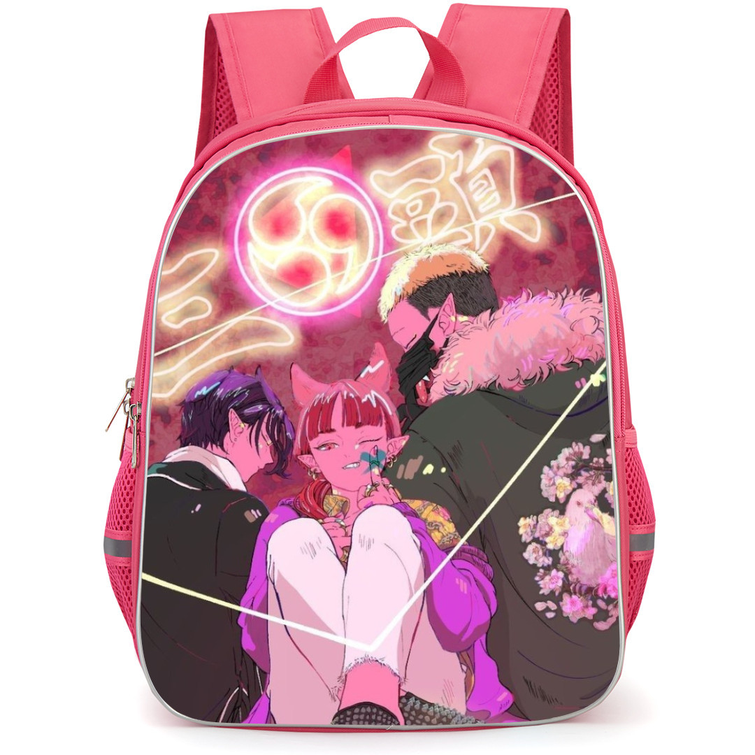 Welcome to Demon School Iruma Kun Backpack StudentPack - Characters Sitting Red Background