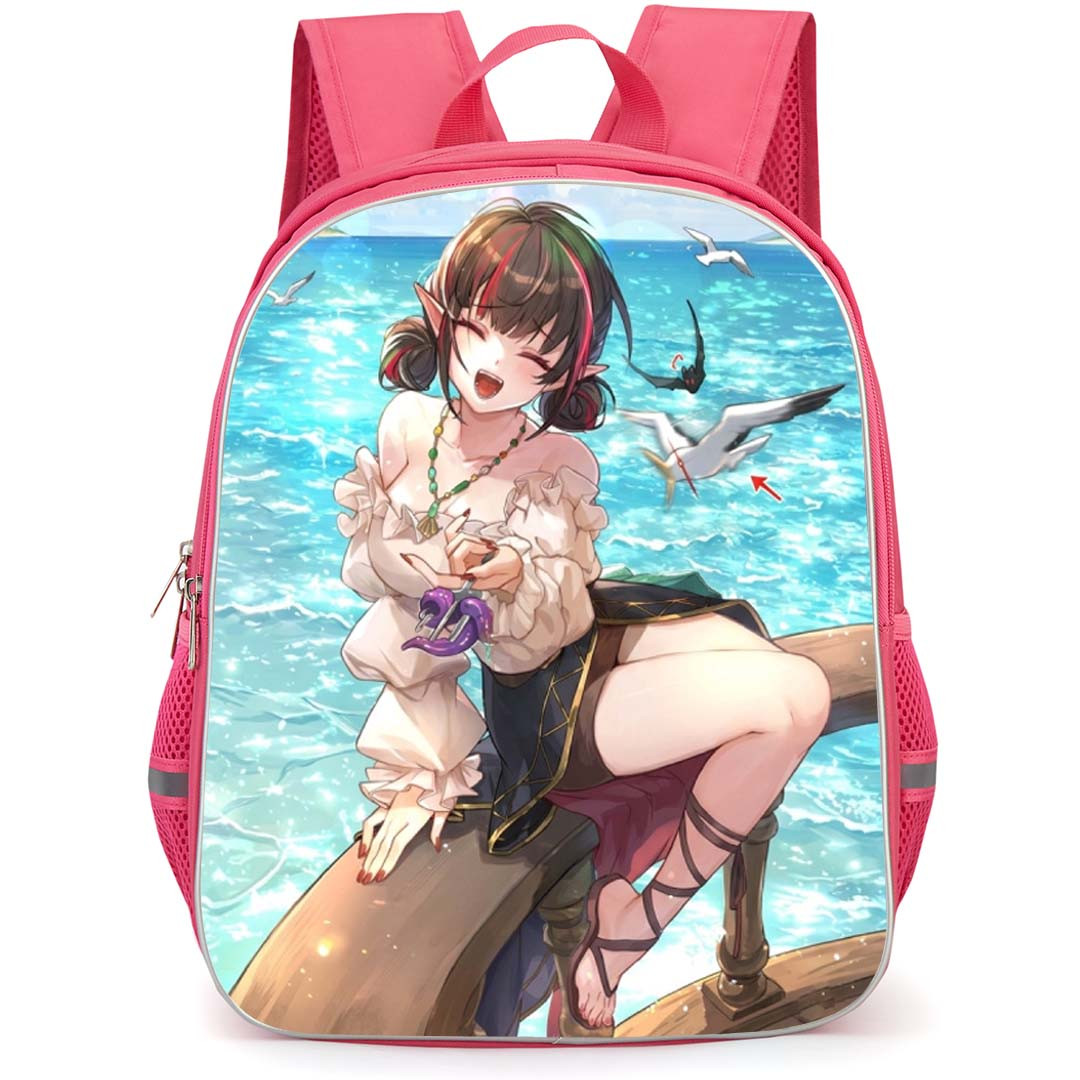 Isekai Slow Life Baity Backpack School Bag StudentPack - Baity Sitting On Beach Smiling Portrait