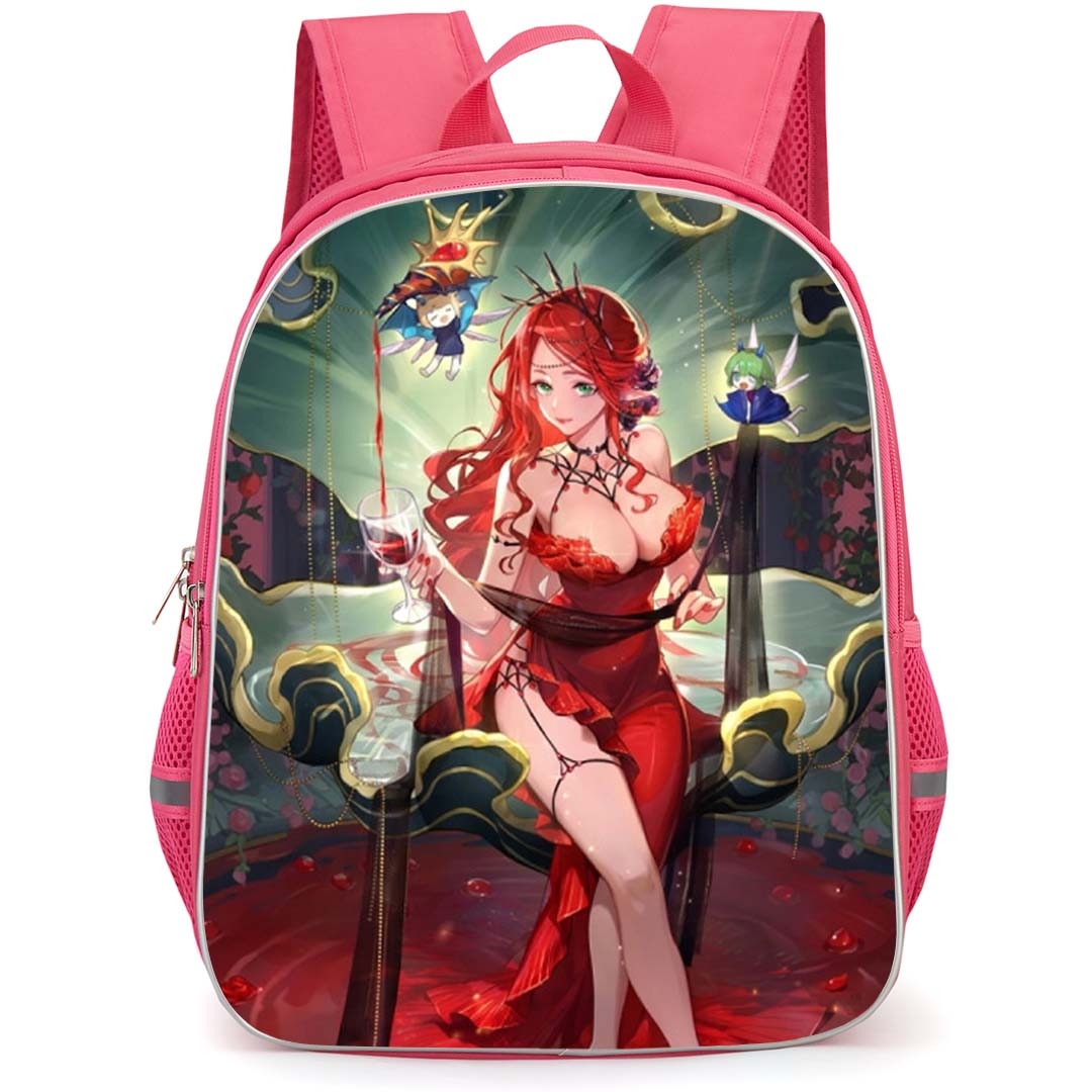 Isekai Slow Life Lux Backpack School Bag StudentPack - Lux Wine Sitting Portrait