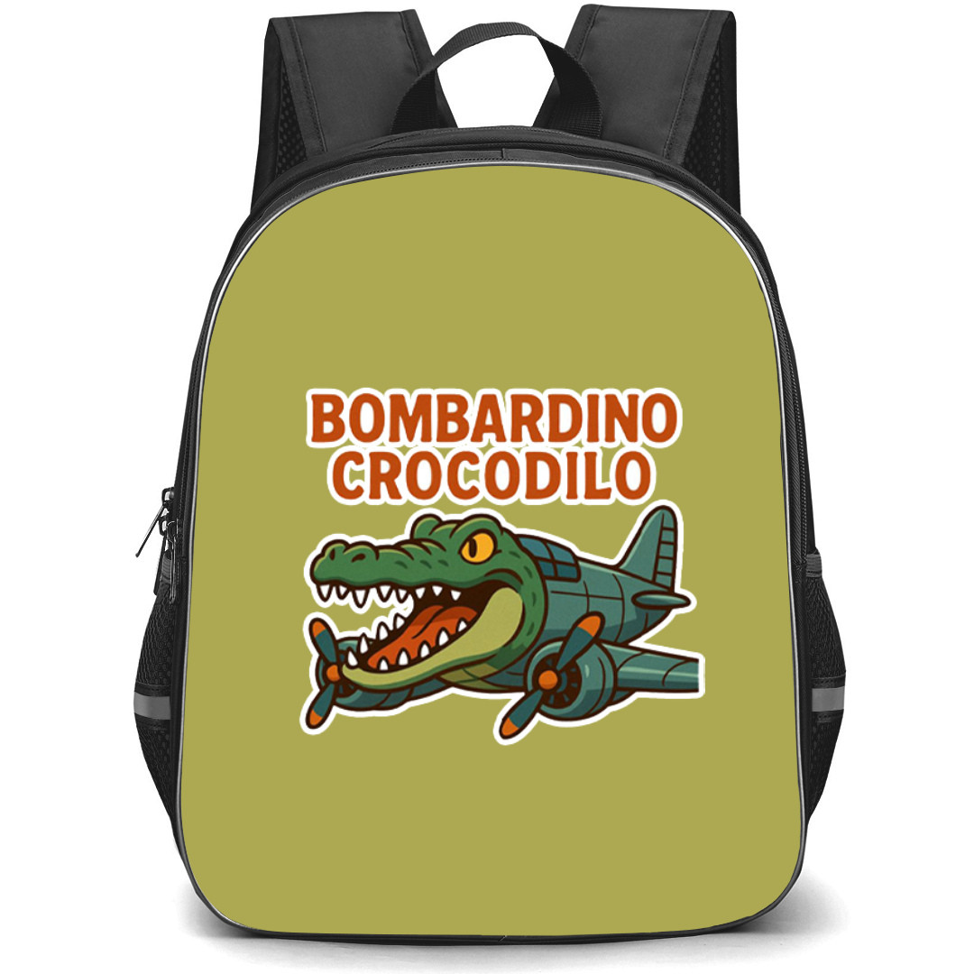Italian Brainrot Bombardino Crocodilo Backpack StudentPack - Bombardino Crocodilo Cartoon Art Sticker