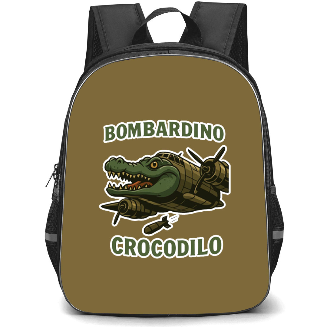 Italian Brainrot Bombardino Crocodilo Backpack StudentPack - Bombardino Crocodilo Green Illustration Art Sticker