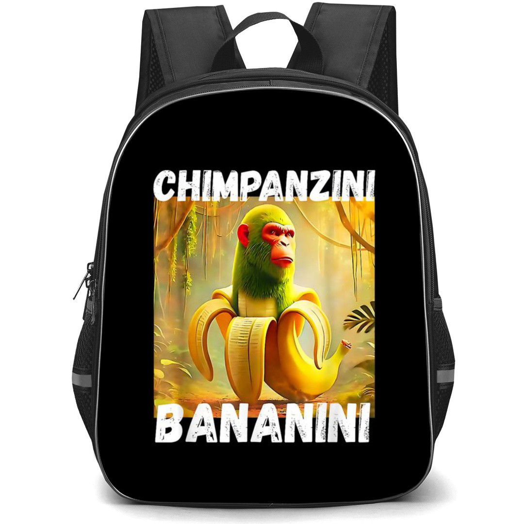 Italian Brainrot Chimpanzini Bananini Backpack StudentPack - Chimpanzini Bananini Digital Art On Black Background Sticker