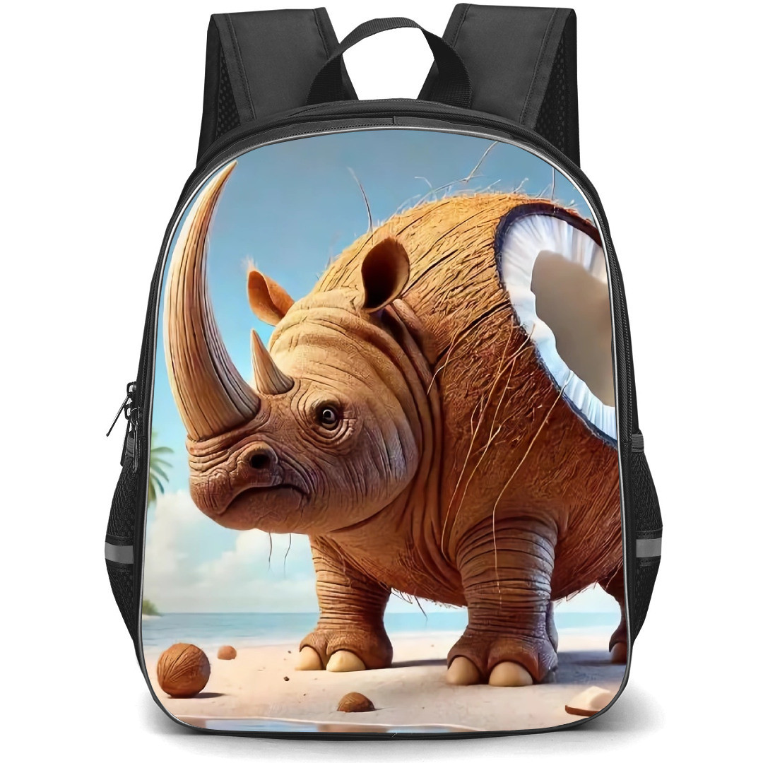 Italian Brainrot Cocosino Rhino Backpack StudentPack - Cocosino Rhino Standing On Beach Poster
