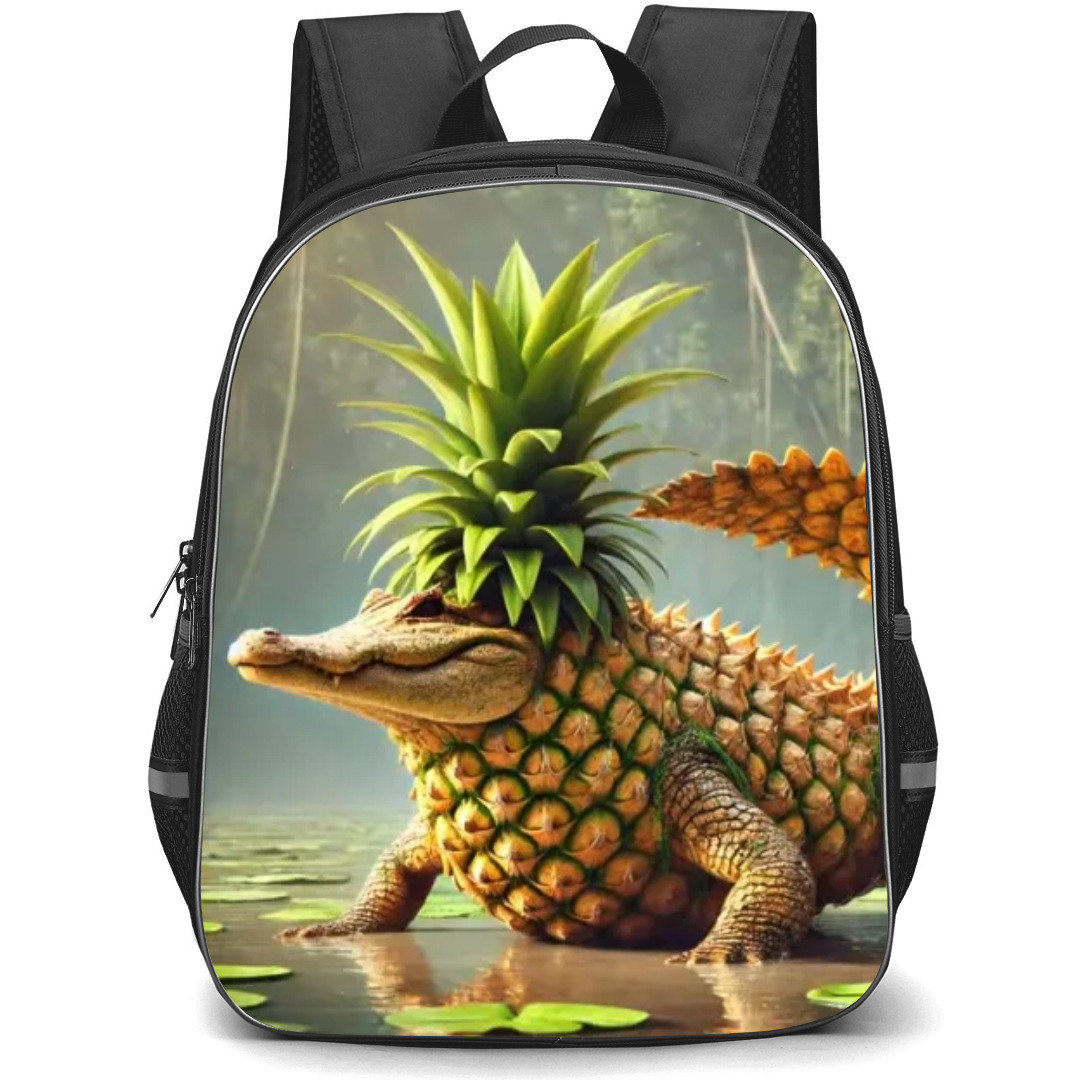 Italian Brainrot Crocodillo Ananasinno Backpack StudentPack - Crocodillo Ananasinno 3d Art Poster