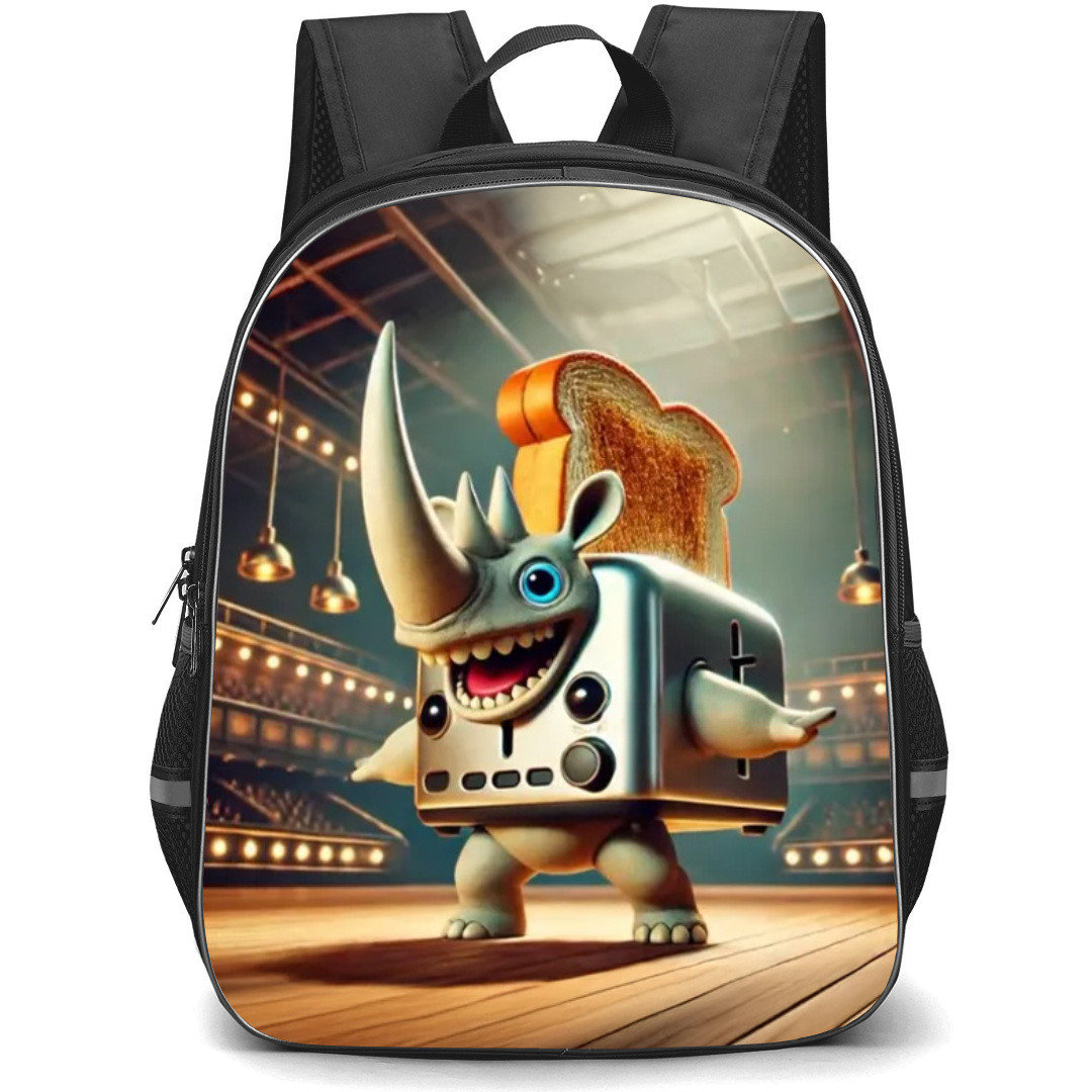 Italian Brainrot Rhino Toasterino Backpack StudentPack - Rhino Toasterino Digital Art Poster