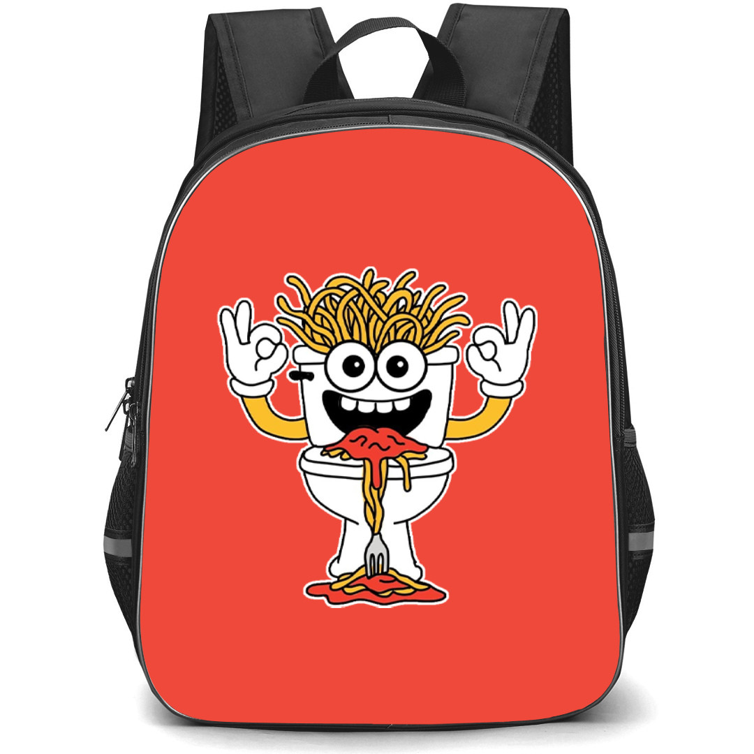 Italian Brainrot Spaghetti Tualetti Backpack StudentPack - Spaghetti Tualetti Illustration Art Sticker