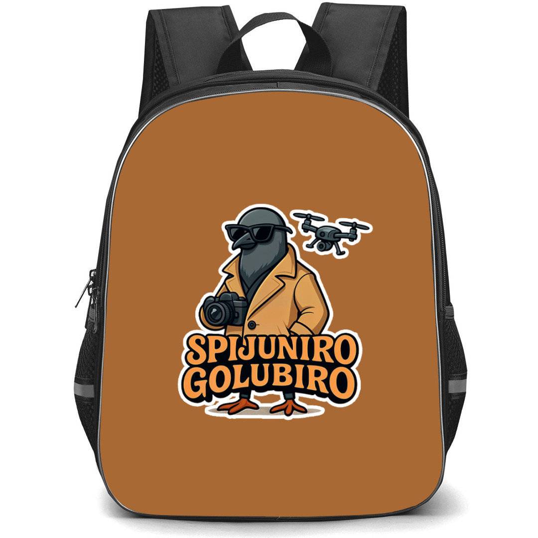 Italian Brainrot Spijuniro Golubiro Backpack StudentPack - Spijuniro Golubiro Spy Bird Illustration Art Sticker