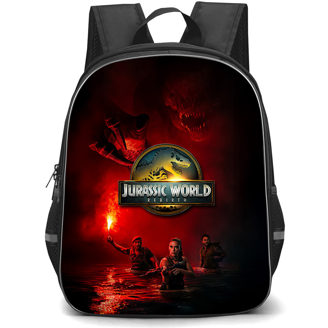 Jurassic World Backpack School Bag StudentPack - Jurassic World Rebirth Movie Poster Red Background