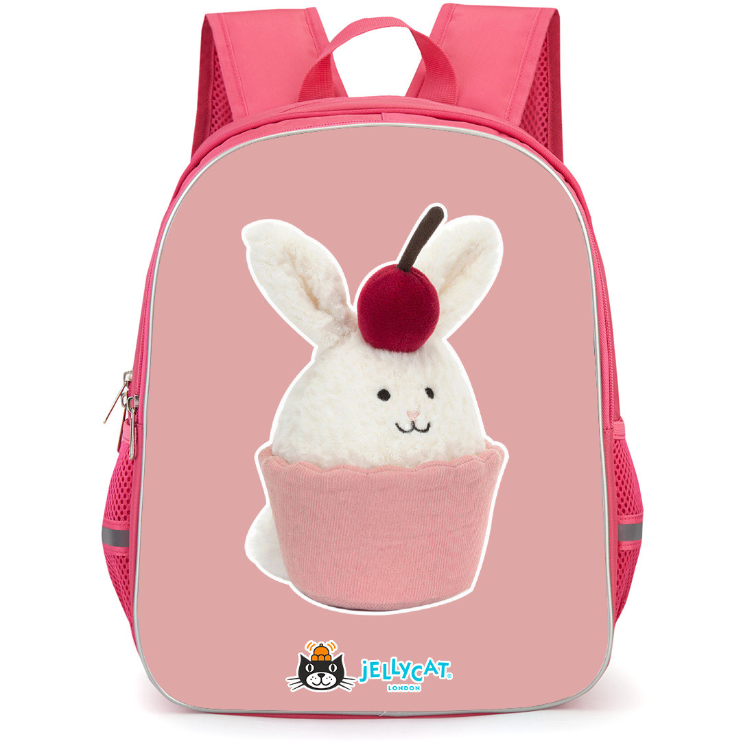 Jellycat Food and Drinks Backpack StudentPack - Dainty Dessert Bunny Cupcake Portrait