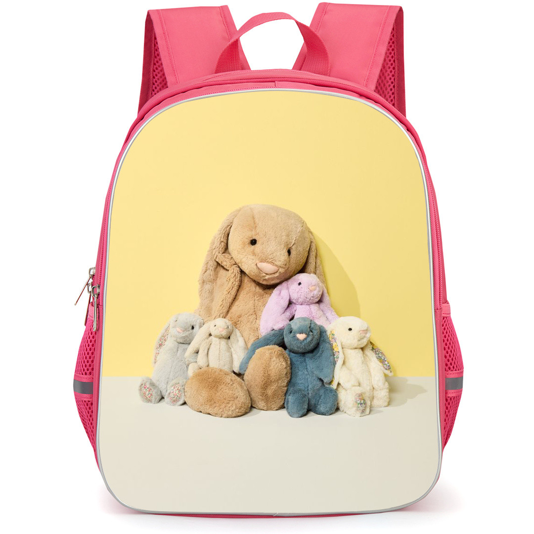 Jellycat Backpack StudentPack - Indigo Bunny Sitting Yellow Background