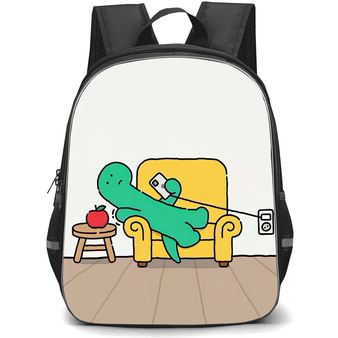 Joguman Brachio Backpack StudentPack - Brachio Lying On Sofa And Holding Phone Illustration Art Poster