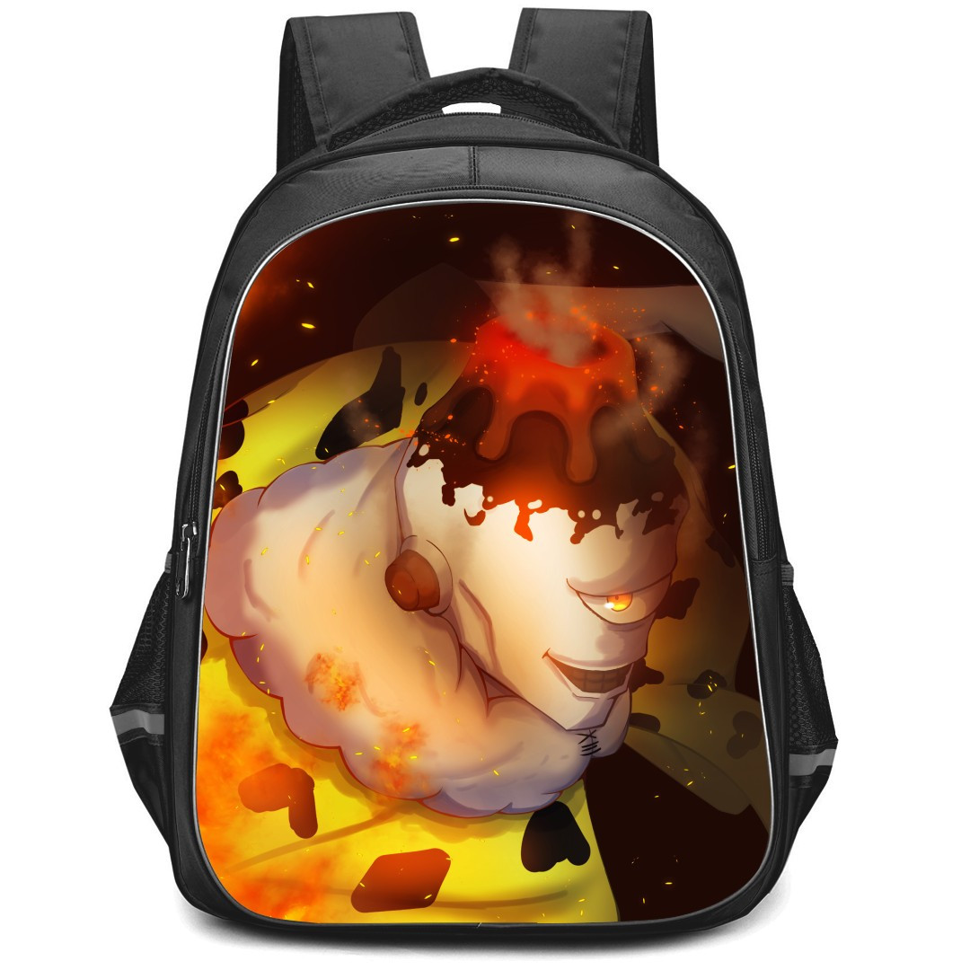 Jujutsu Kaisen Jogo Backpack StudentPack - Jogo Side Portrait On Fire Background