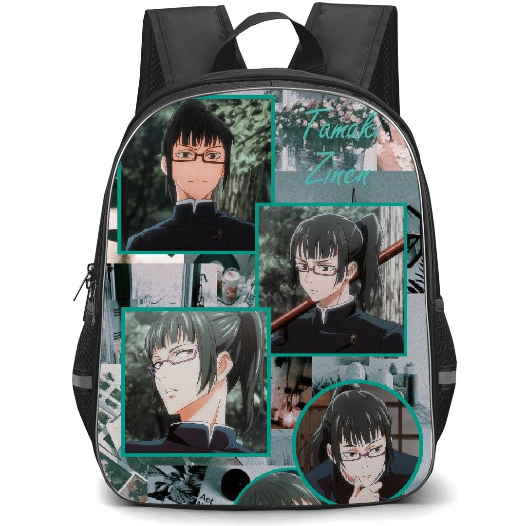 Jujutsu Kaisen Maki Zenin Backpack StudentPack - Maki Zenin Flower Background Collage