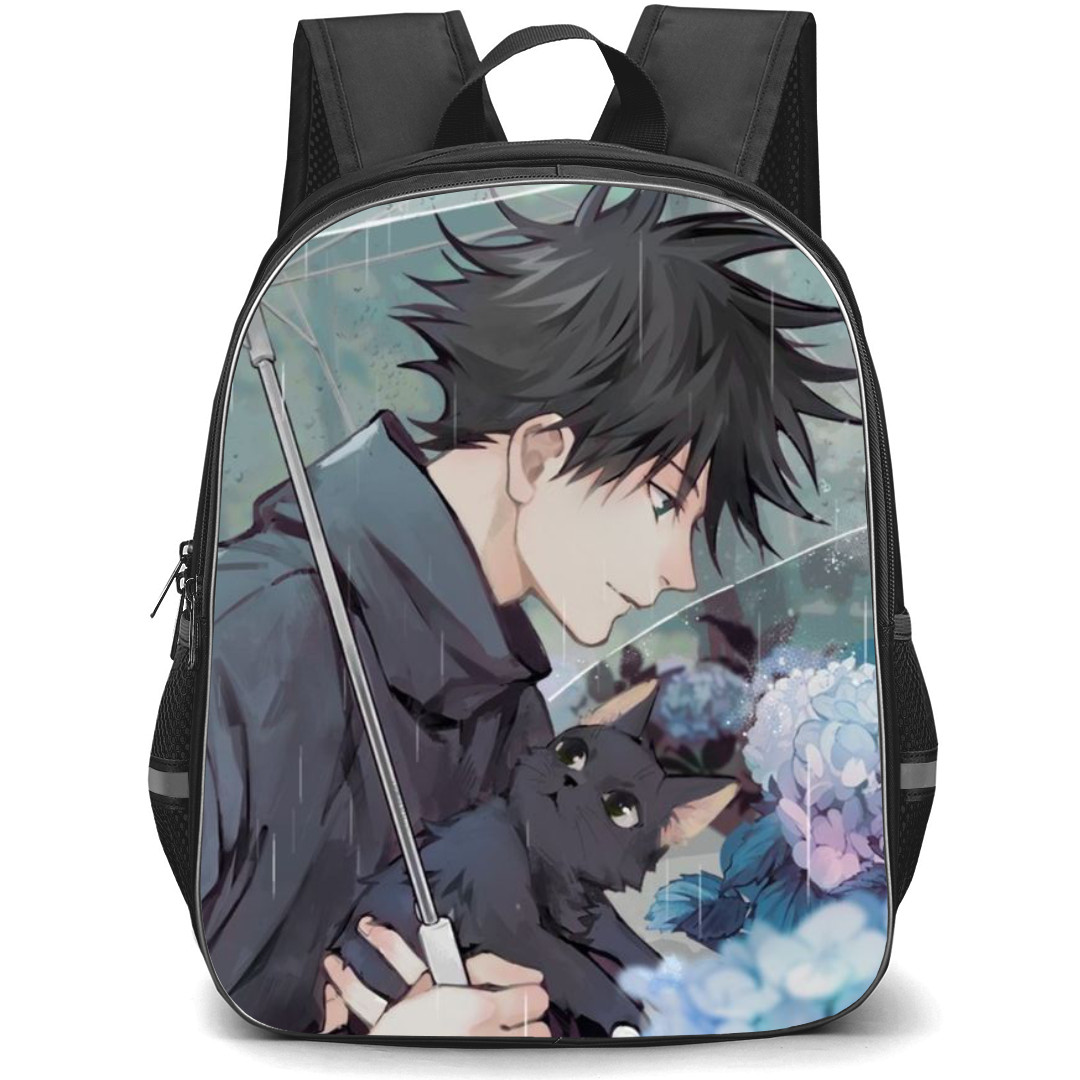 Jujutsu Kaisen Megumi Fushiguro School Backpack StudentPack - Megumi Fushiguro Looking At Flowers Illustration