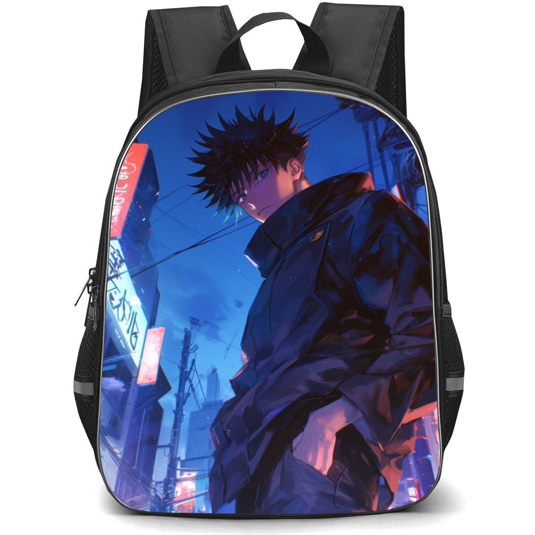 Jujutsu Kaisen Megumi Fushiguro School Backpack StudentPack - Megumi Fushiguro Portrait City Background