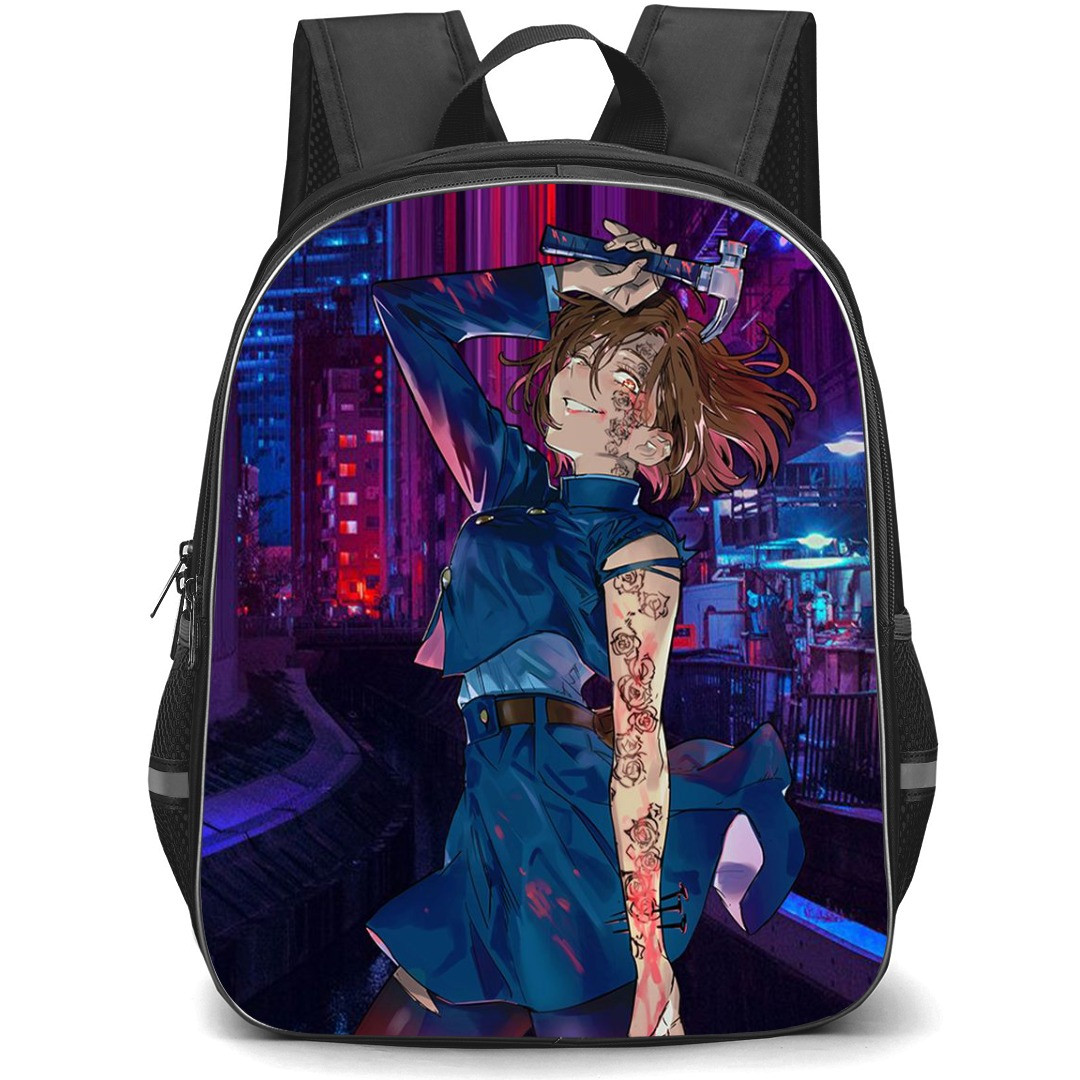 Jujutsu Kaisen Nobara Kugisaki School Backpack StudentPack - Nobara Kugisaki Side Portrait City Background