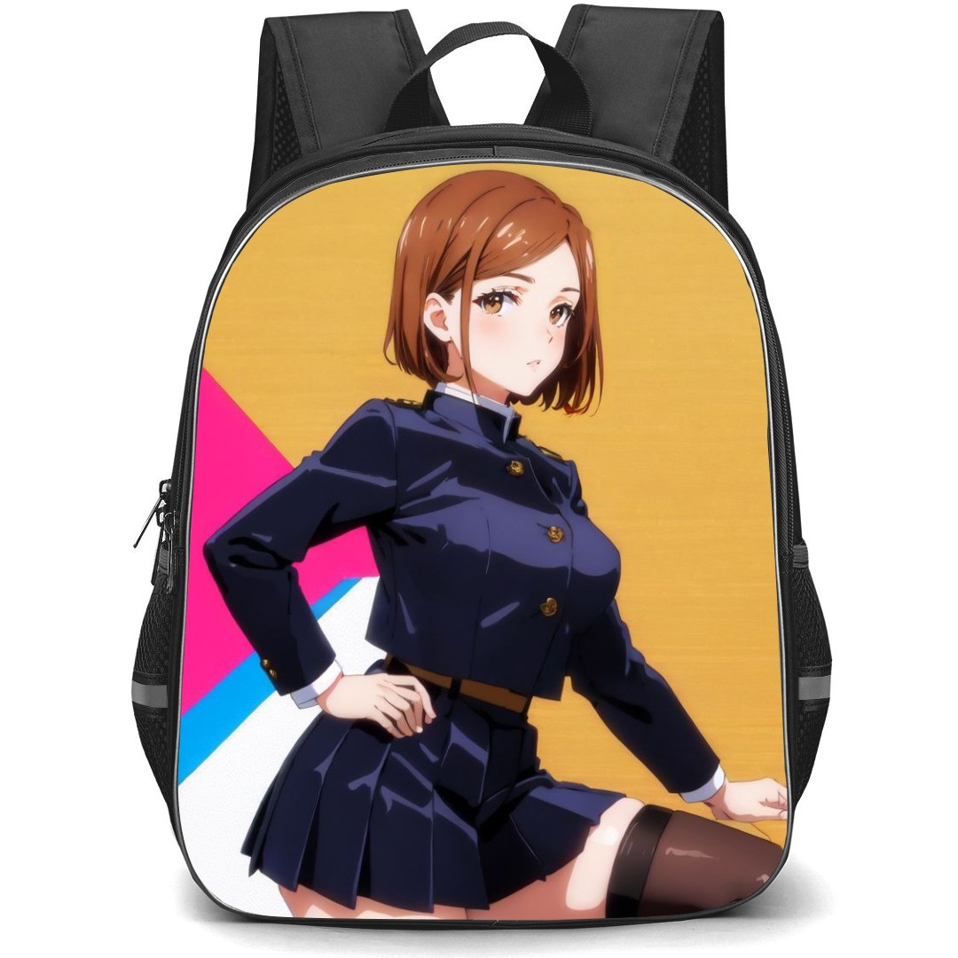Jujutsu Kaisen Nobara Kugisaki School Backpack StudentPack - Nobara Kugisaki Side Portrait Yellow Background