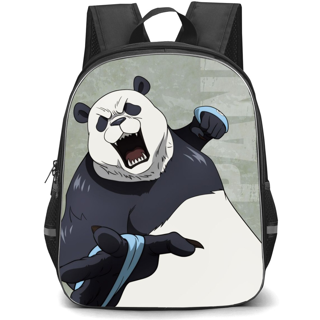 Jujutsu Kaisen Panda School Backpack StudentPack - Panda Fighting Pose Green Background