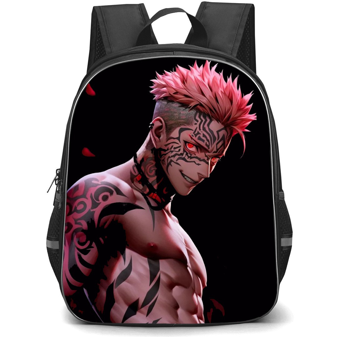 Jujutsu Kaisen Ryomen Sukuna School Backpack StudentPack - Ryomen Sukuna Side Portrait Black Red Background