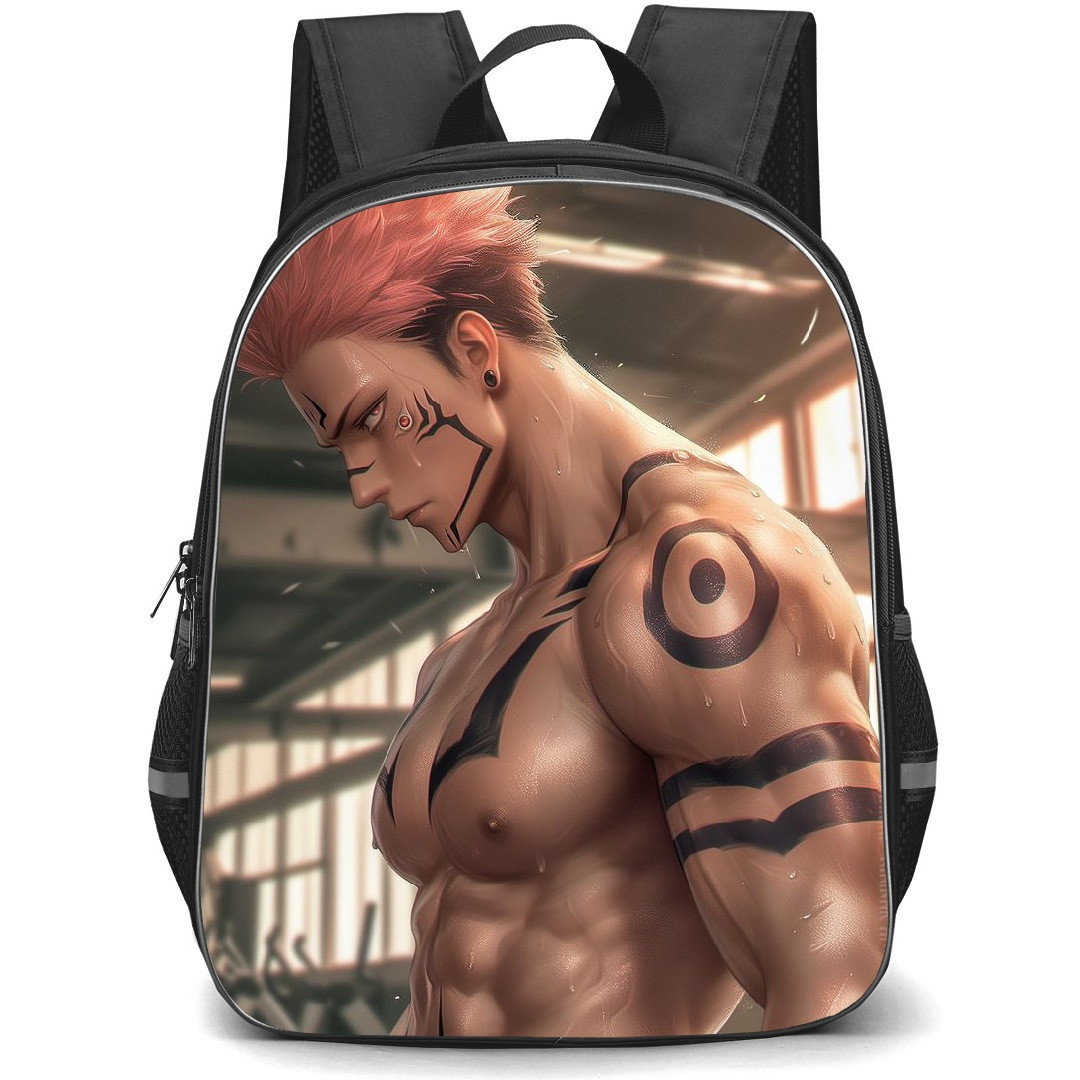 Jujutsu Kaisen Ryomen Sukuna School Backpack StudentPack - Ryomen Sukuna Side Portrait Gym Background