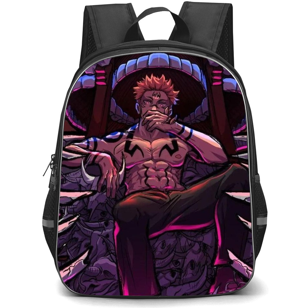 Jujutsu Kaisen Ryomen Sukuna School Backpack StudentPack - Ryomen Sukuna Sitting On Bones Illustration