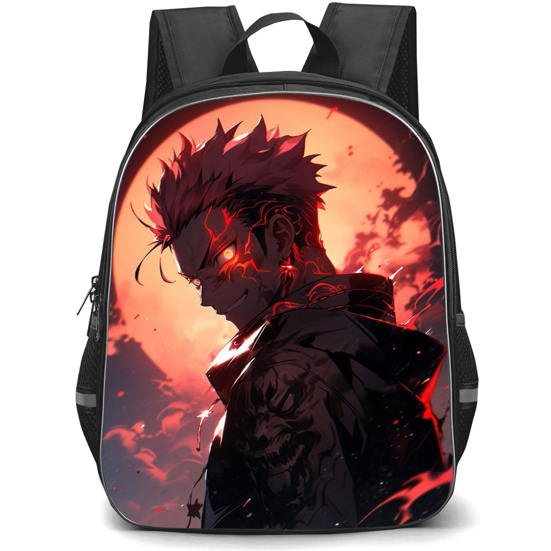 Jujutsu Kaisen Ryomen Sukuna School Backpack StudentPack - Ryomen Sukuna Side Portrait Moon Background