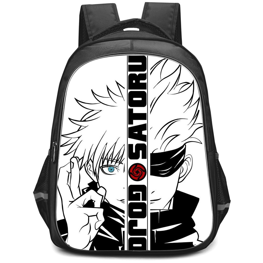Jujutsu Kaisen Gojo Satoru Backpack StudentPack - Gojo Satoru Black and White Half Face