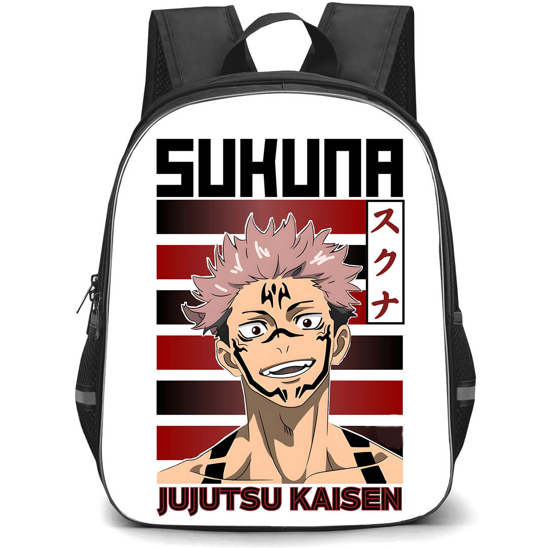 Jujutsu Kaisen Sukuna Backpack StudentPack - Sukuna Avatar Portrait Stripe Background