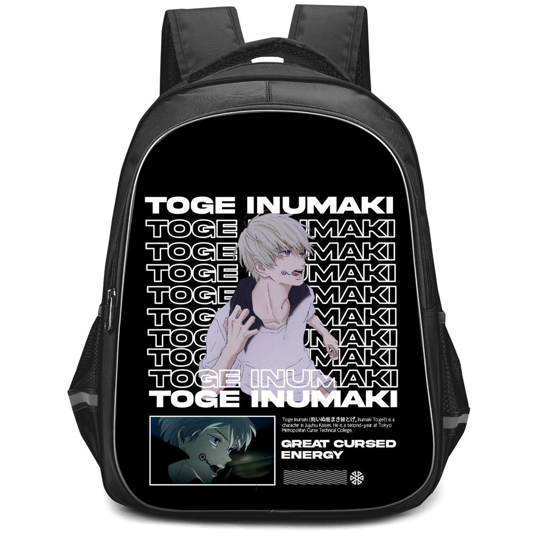 Jujutsu Kaisen Toge Inumaki Backpack StudentPack - Toge Inumaki Introduction On Black Background