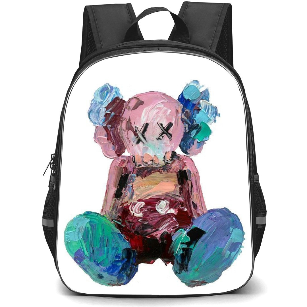 Kaws School Backpack StudentPack - Sitting Blue Pink Painting