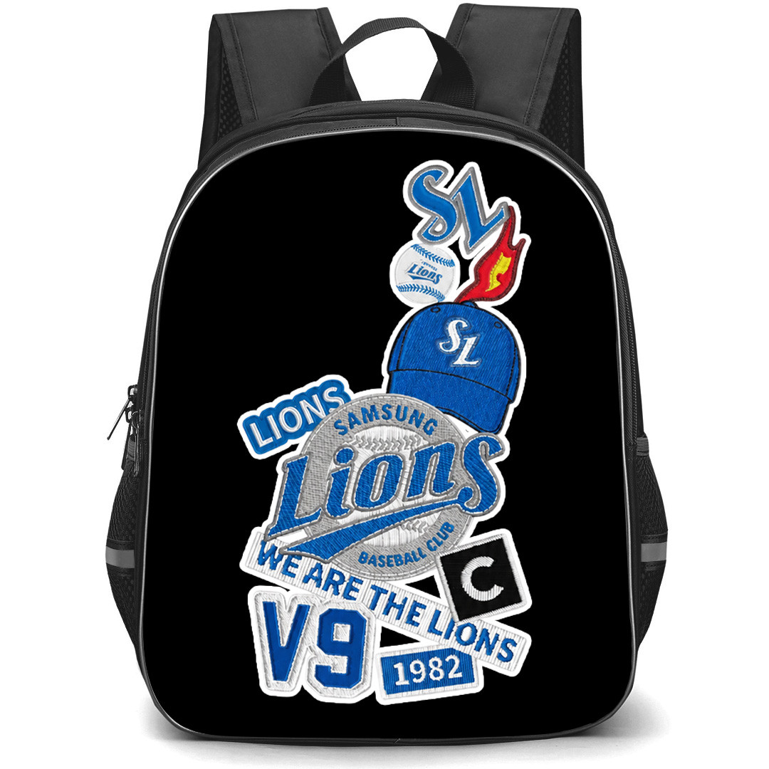KBO Samsung Lions Backpack School Bag StudentPack - Samsung Lions Vintage Patch Collage Poster