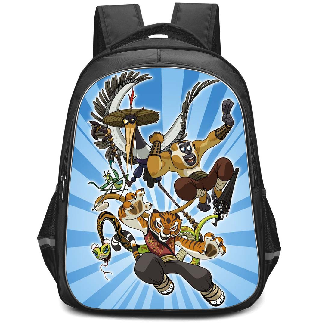 Kung Fu Panda Backpack StudentPack - Kung Fu Panda Character Art On Blue Retro Background