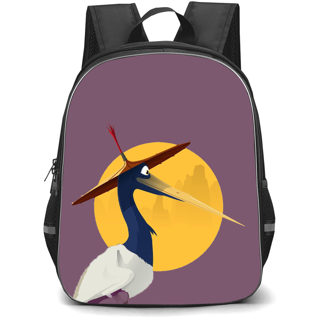 Kung Fu Panda Crane Backpack StudentPack - Crane Side Portrait On Yellow Sun Background