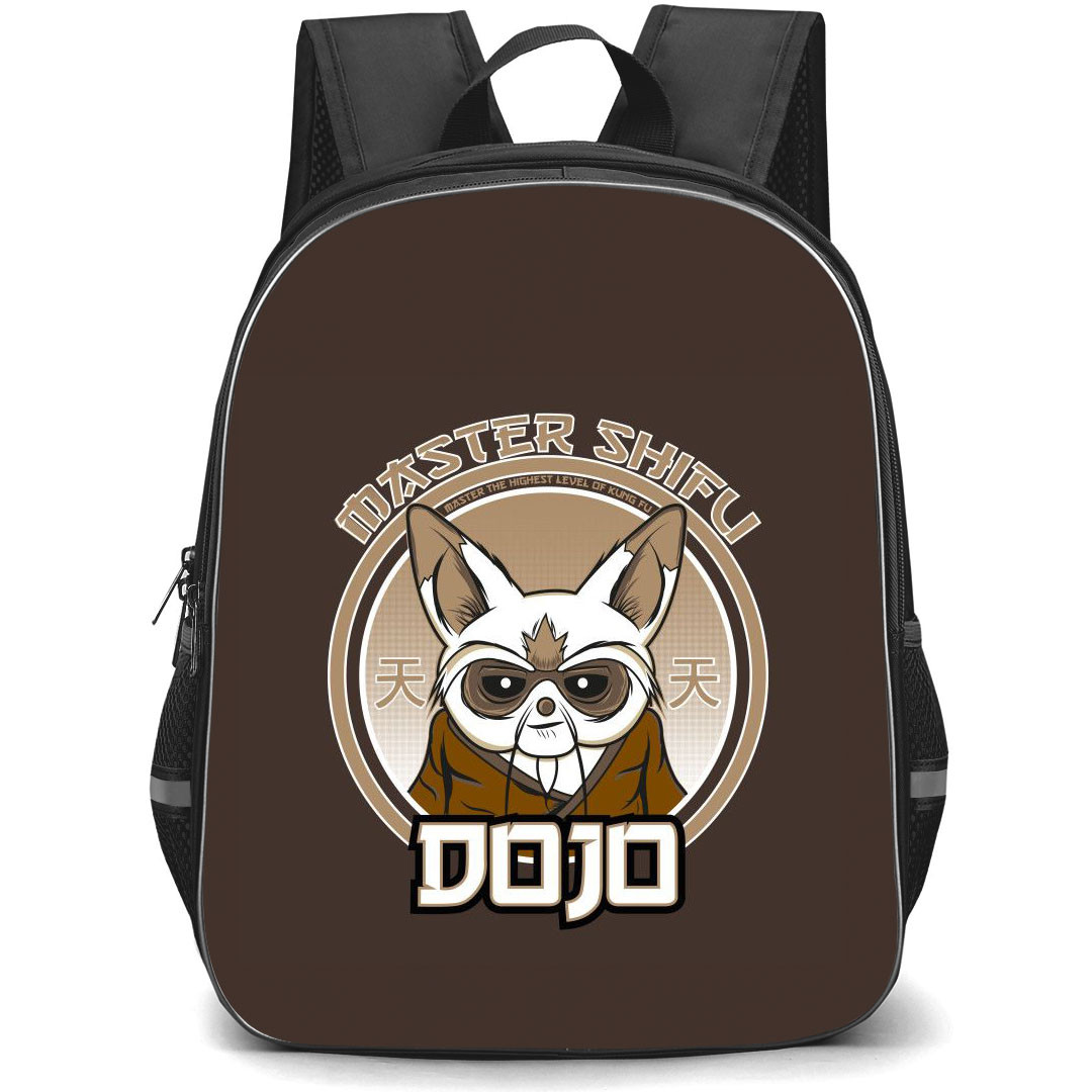 Kung Fu Panda Master Shifu Backpack StudentPack - Master Shifu Dojo Sticker Brown Background