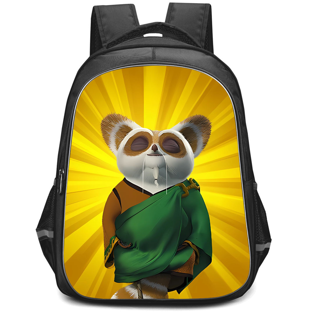 Kung Fu Panda Master Shifu Backpack StudentPack - Master Shifu In Meditation Posture On Yellow Effect