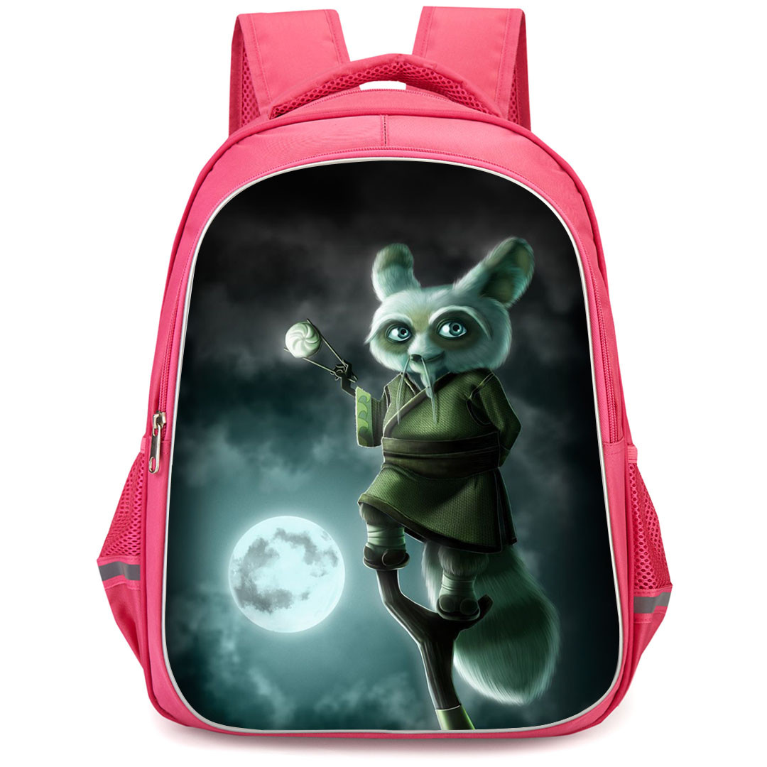 Kung Fu Panda Master Shifu Backpack StudentPack - Master Shifu Standing On Standing On A Stick Moon Light Background