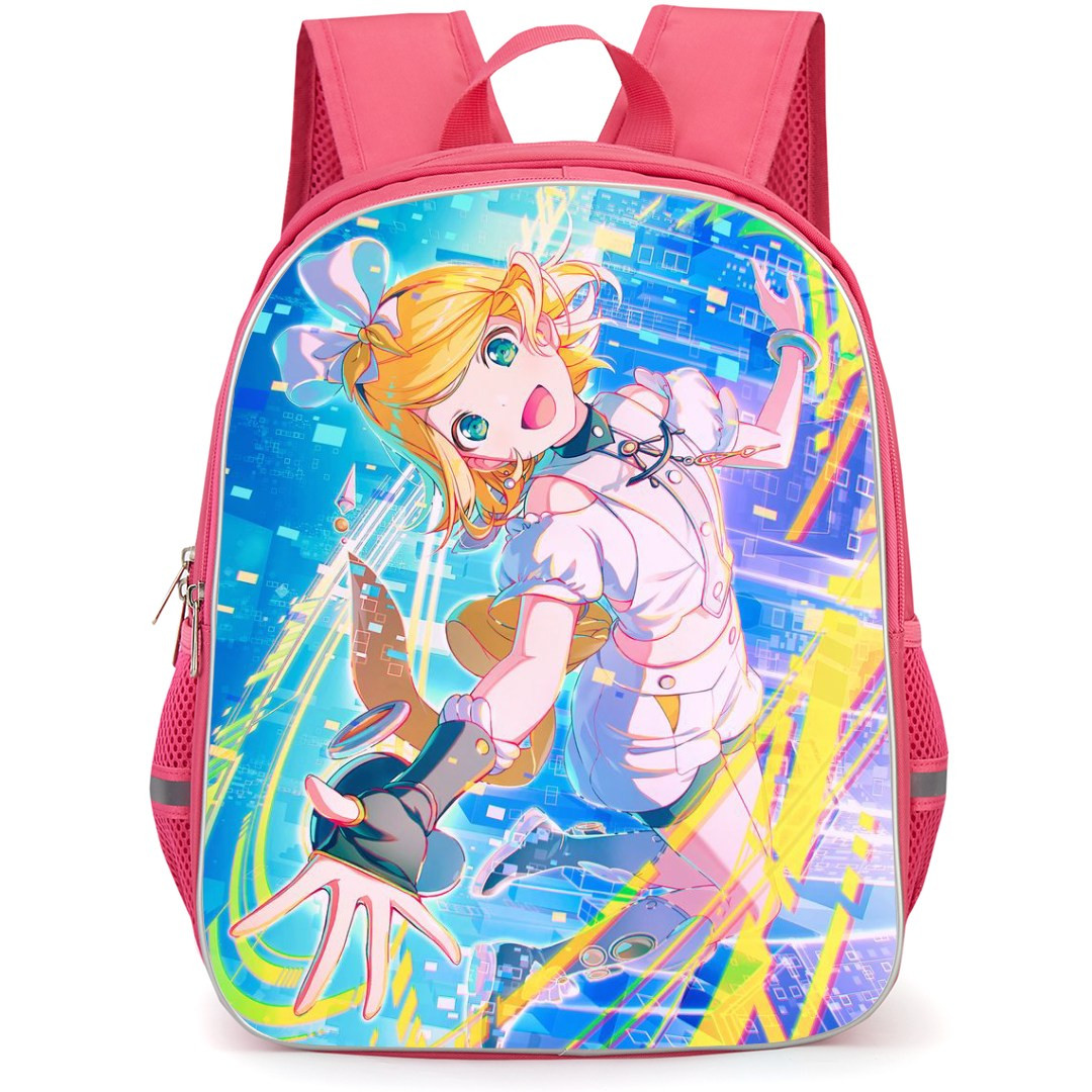 Kagamine Rin & Len Backpack StudentPack - Kagamine Rin & Len Kagamine Rin Portrait Pixel Background
