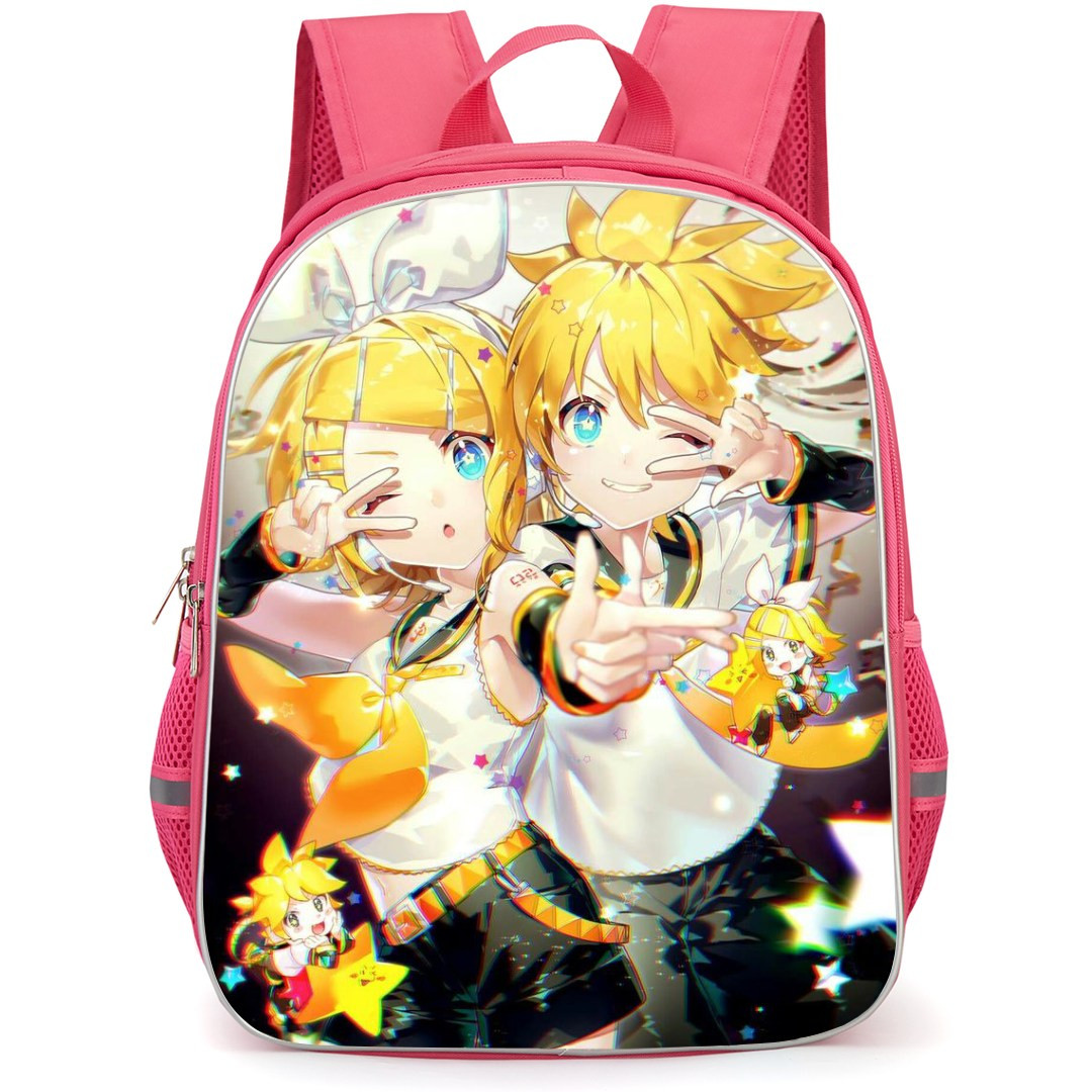 Kagamine Rin & Len Backpack StudentPack - Kagamine Rin & Len Standing Pose Black Background