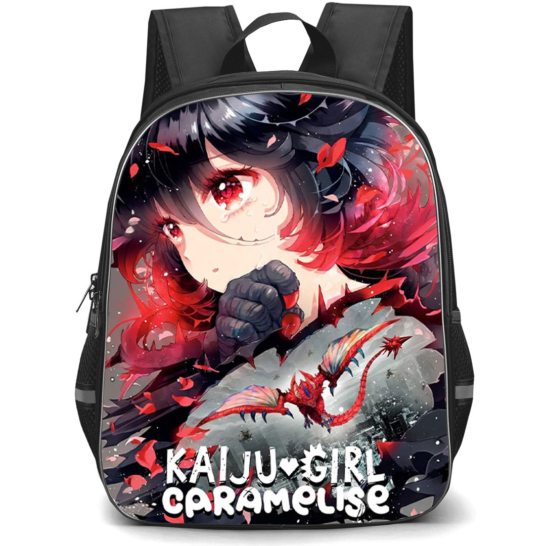 Kaiju Girl Caramelise Kuroe Akaishi Backpack School Bag StudentPack - Kuroe Akaishi Emotional Kaiju Girl Fantasy Poster