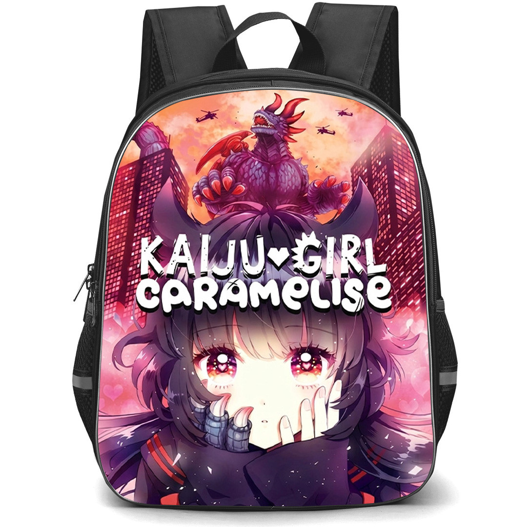 Kaiju Girl Caramelise Kuroe Akaishi Backpack School Bag StudentPack - Kuroe Akaishi Giant Kaiju Monster City Anime Art Poster